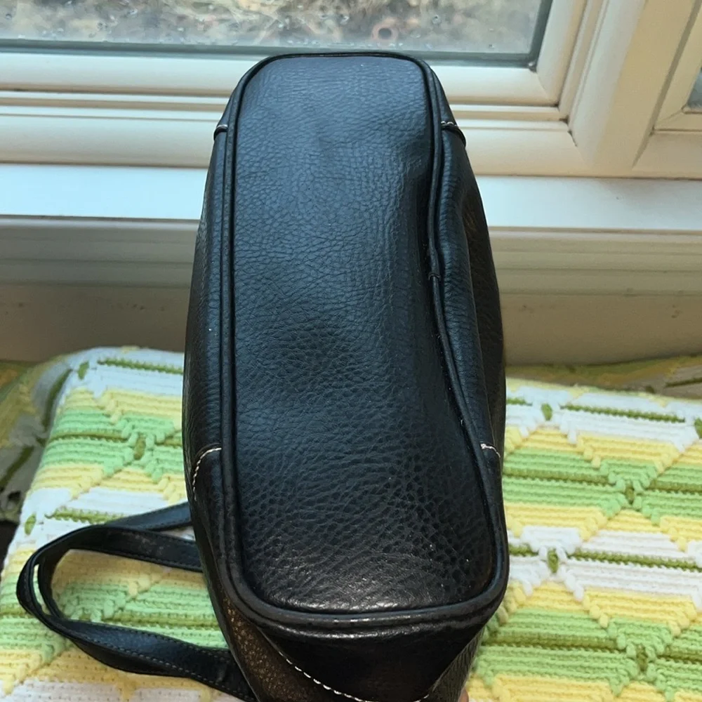 Black Liz Claiborne‎ Vegan Tote Satchel White Stitching Detail